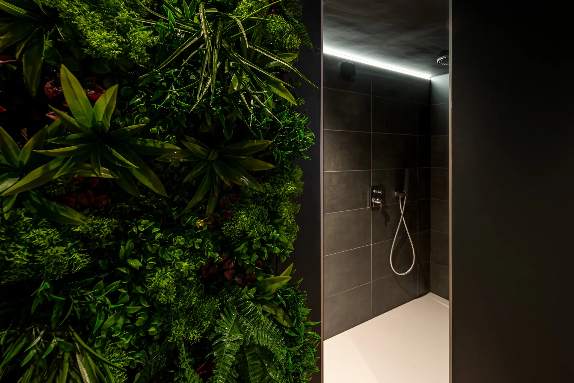 La douche XXL et le mur végétal